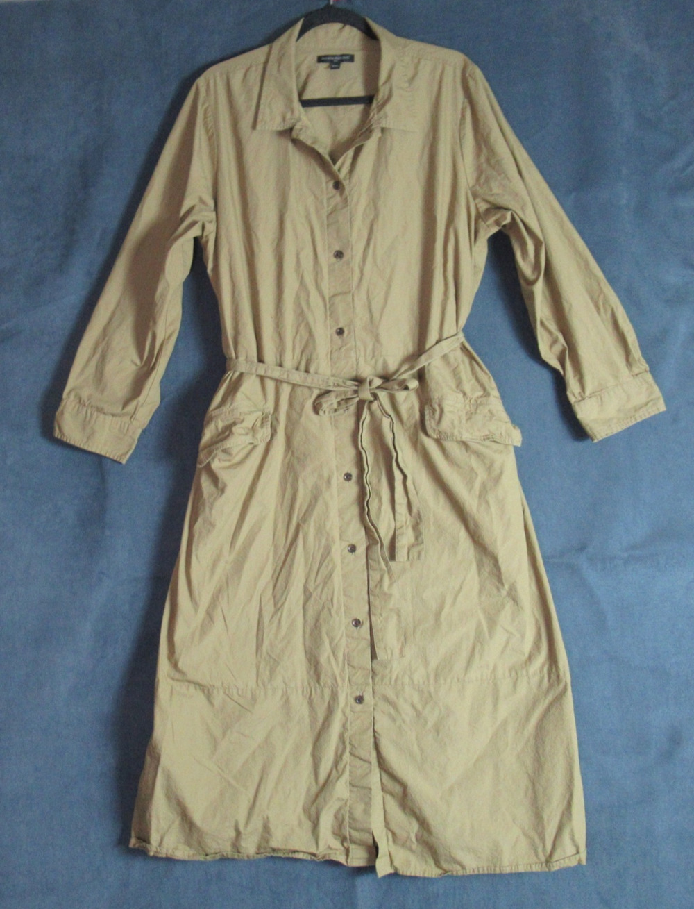 Banana Republic Shirt Dress Womens XXL Tan Safari Utility Belted Midi Office
